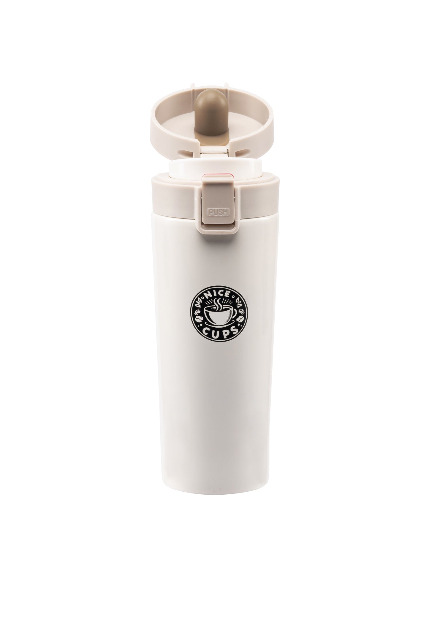 Nice Cups stainless steel tumbler coffee mug cream bounce lid 17oz