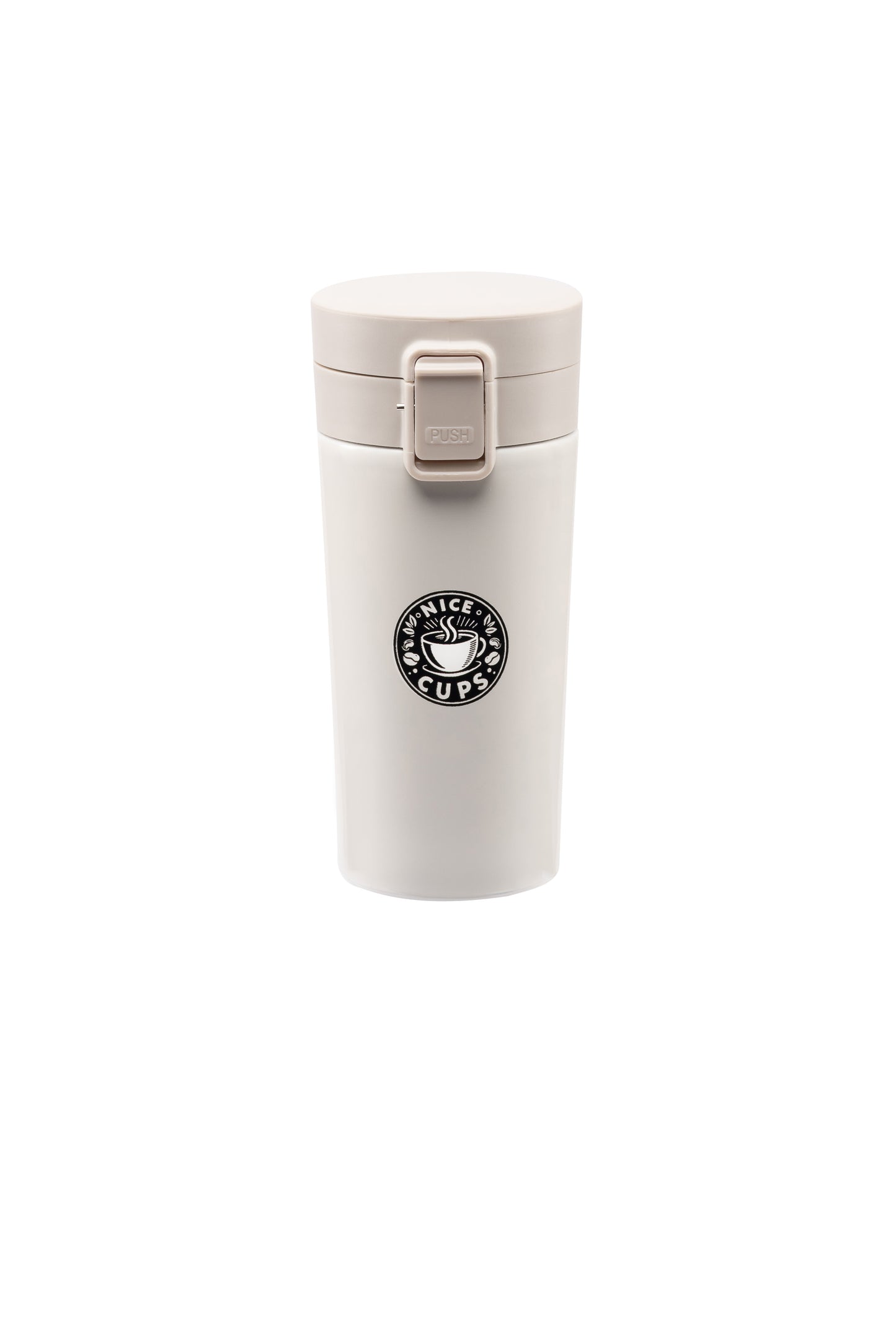 Nice Cups stainless steel tumbler coffee mug cream 13oz