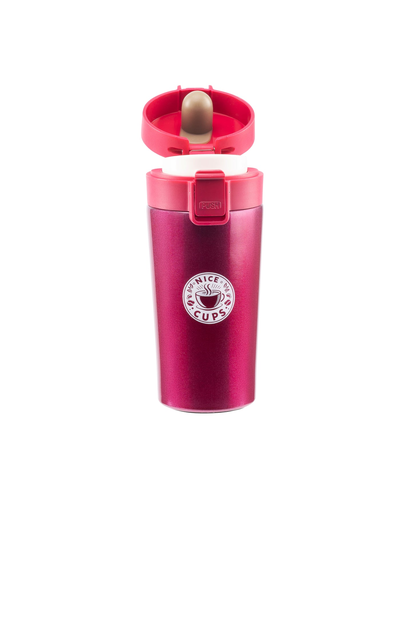 Nice Cups stainless steel tumbler coffee mug pink 13oz bounce lid