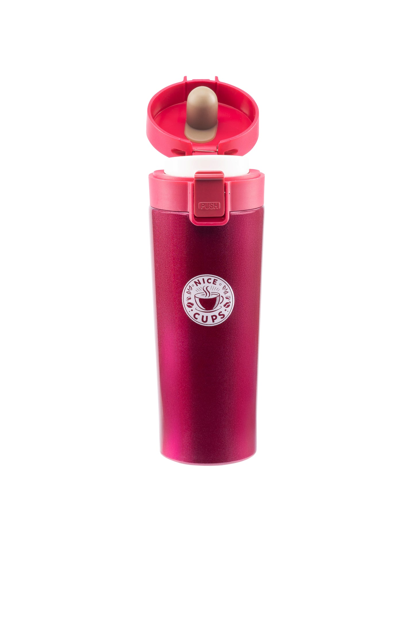 Nice Cups stainless steel tumbler coffee mug bounce lid 17oz pink