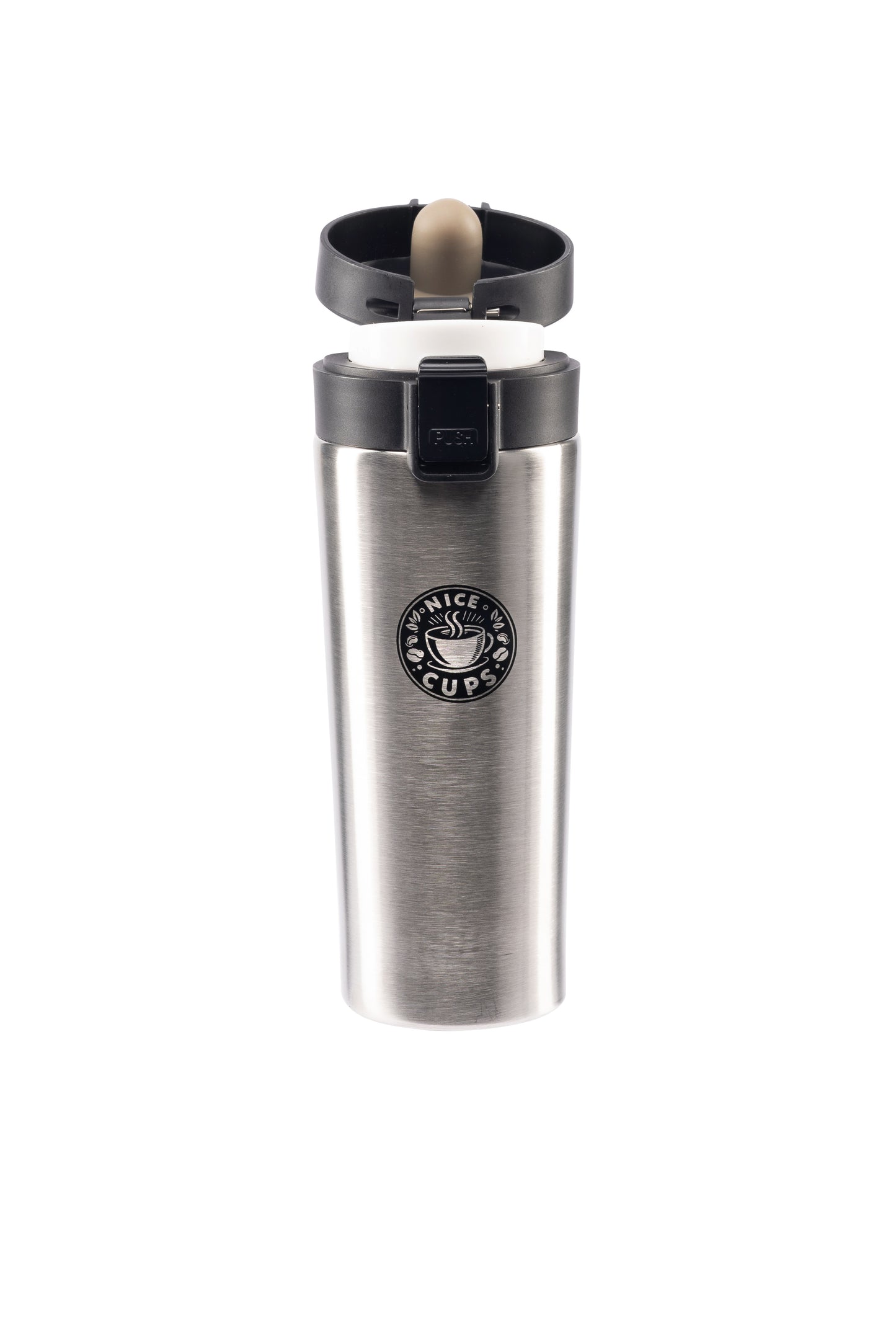 Nice Cups stainless steel tumbler coffee mug silver